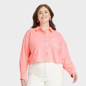 Universal Thread Long Sleeved Cropped Button Down